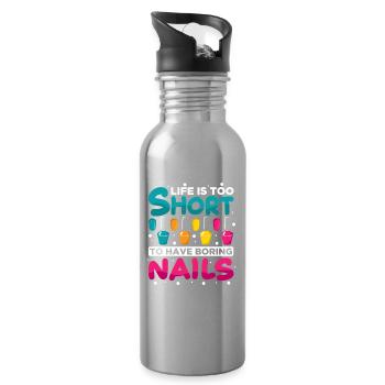 Nail Designer Nail Designer Cosmetics Nail Salon - Water bottle with straw - silver - Right