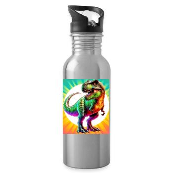 dinosaur - Water bottle with straw - silver - Right