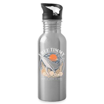 Humpback Whale Timmy Hope Statement Merch - Water bottle with straw - silver - Right