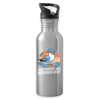  Nich Perfekt Aber Nordisch Echt Lustige Möwe Mit - Trinkflasche mit integriertem Trinkhalm - Lightsilver - Rechts