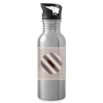 Circular Swirl Illusion Pattern - Water bottle with straw - silver - Right