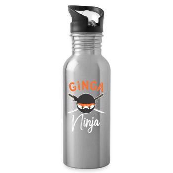 Ginga Ninja Emblem - Trinkflasche mit integriertem Trinkhalm - Lightsilver - Rechts