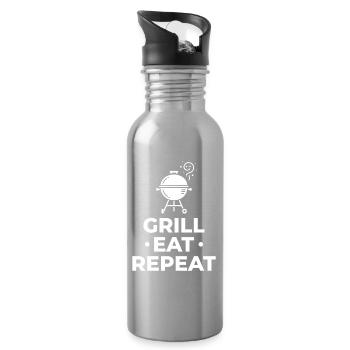 Grill Eat Repeat – The must-have for grill masters - Water bottle with straw - silver - Right