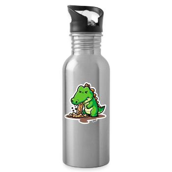 Dessin animé Dino Vomit Splash - Gourde avec paille intégrée - argent clair - Droite