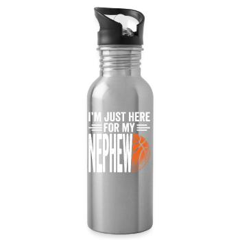 I'm Just Here For My Nephew Basketball - Water bottle with straw - silver - Right