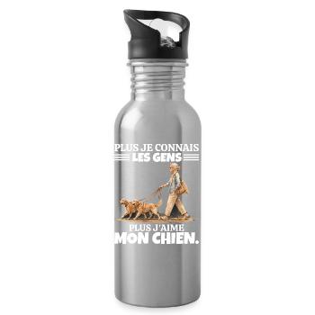 L'Amour de mon Papa : Hommage et Souvenir - Gourde avec paille intégrée - argent clair - Droite