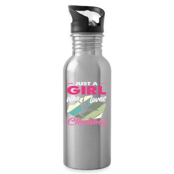 Just a girl who loves climbing - Water bottle with straw - silver - Right