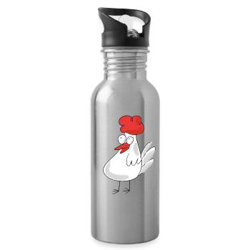 cute chicken chickens - Water bottle with straw - silver - Right