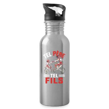 Tel Père Tel Fils Moto Cross Papa Fils Idée Cadeau - Gourde avec paille intégrée - argent clair - Droite