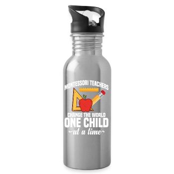 Mitarbeiter der Montessori-Lehrerschule - Trinkflasche mit integriertem Trinkhalm - Lightsilver - Rechts