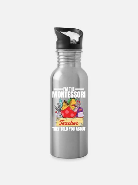 Schullehrer-Mitarbeiter-Methodenausbildung - Trinkflasche mit integriertem Trinkhalm - Lightsilver