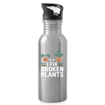 Je répare les plantes cassées Plant Saver - Gourde avec paille intégrée - argent clair - Droite