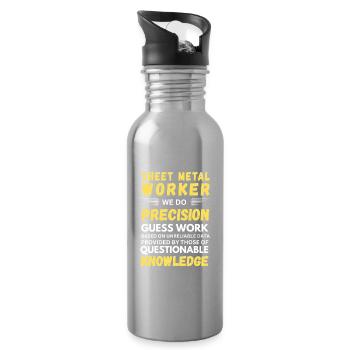 Definition des Blecharbeiters – lustiger Handwerker - Trinkflasche mit integriertem Trinkhalm - Lightsilver - Rechts