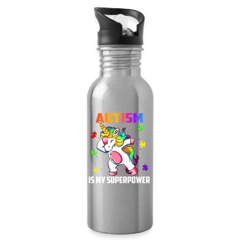 L’autisme est mon superpouvoir Licorn Dab - Gourde avec paille intégrée - argent clair - Droite