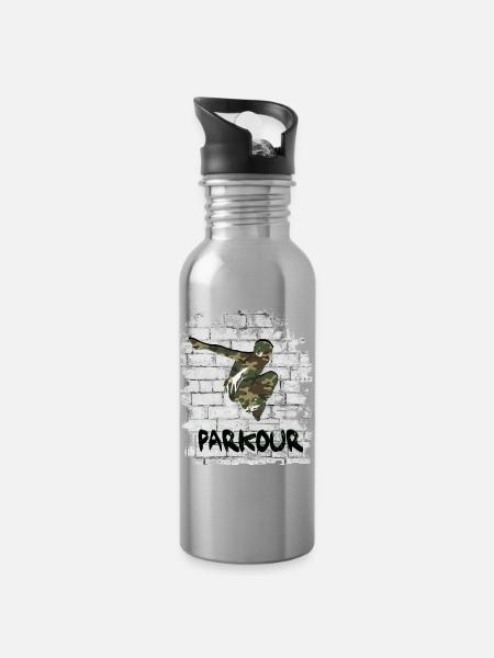 Parkour - Trinkflasche mit integriertem Trinkhalm - Lightsilver