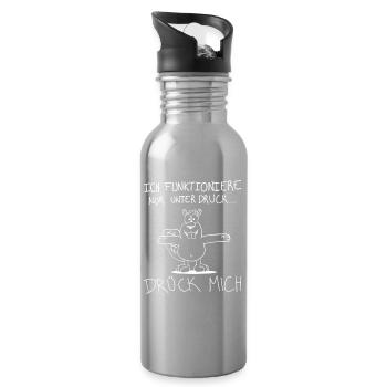 Ich funktioniere nur unter Druck – Büro Humor - Trinkflasche mit integriertem Trinkhalm - Lightsilver - Rechts