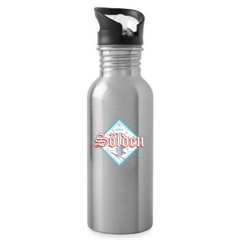 Sölden in Tirol Retro Skifahrer Vintage Skiurlaub - Trinkflasche mit integriertem Trinkhalm - Lightsilver - Rechts