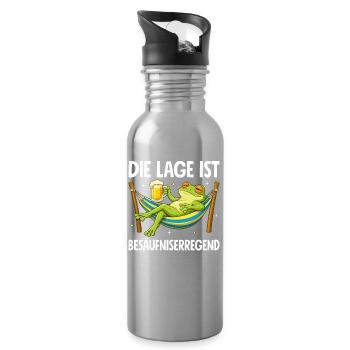 Die Lage Ist Besäufniserregend mit Frosch - Trinkflasche mit integriertem Trinkhalm - Lightsilver - Rechts