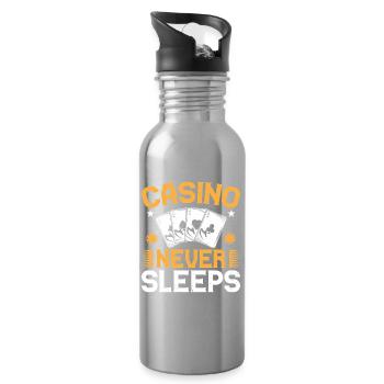 Gambling Fan Casino Never Sleeps Casino - Water bottle with straw - silver - Right
