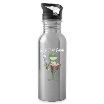 Dawn Test Frog: Sword & Scroll - Water bottle with straw - silver - Right