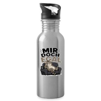 Mir doch egal Katze entspannt - Trinkflasche mit integriertem Trinkhalm - Lightsilver - Rechts