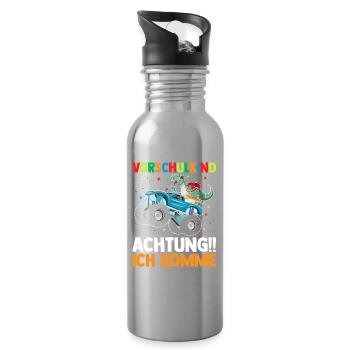 Kita Erste Klasse Dinosaurier Schüler Kindergarten - Trinkflasche mit integriertem Trinkhalm - Lightsilver - Rechts