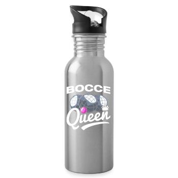Bocce Queen Petanque Boule Player - Water bottle with straw - silver - Right