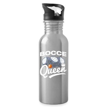 Bocce Queen Petanque Boule Player - Water bottle with straw - silver - Right