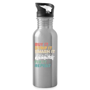 Demolition Derby - Water bottle with straw - silver - Right
