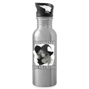 Hexen Deko Halloween Geschenk für Hexen Fans - Trinkflasche mit integriertem Trinkhalm - Lightsilver - Rechts