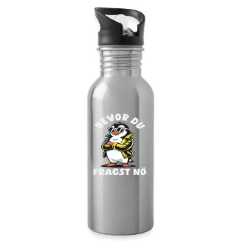 Bevor du fragst Nö Pinguin Lederjacke - Trinkflasche mit integriertem Trinkhalm - Lightsilver - Rechts