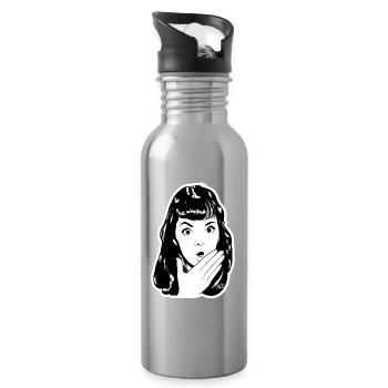 Surprised Pop Portrait - Water bottle with straw - silver - Right