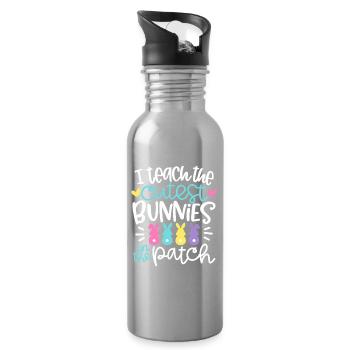 Ich bringe den süßesten Kaninchen im Feld bei. - Trinkflasche mit integriertem Trinkhalm - Lightsilver - Rechts
