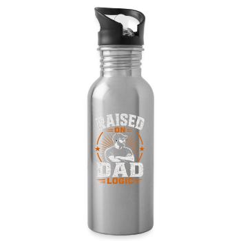 Grew up with my father's logic funny - Water bottle with straw - silver - Right