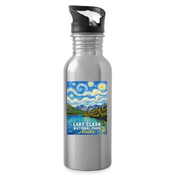 Art paysager de Lake Clark en Alaska - Gourde avec paille intégrée - argent clair - Droite