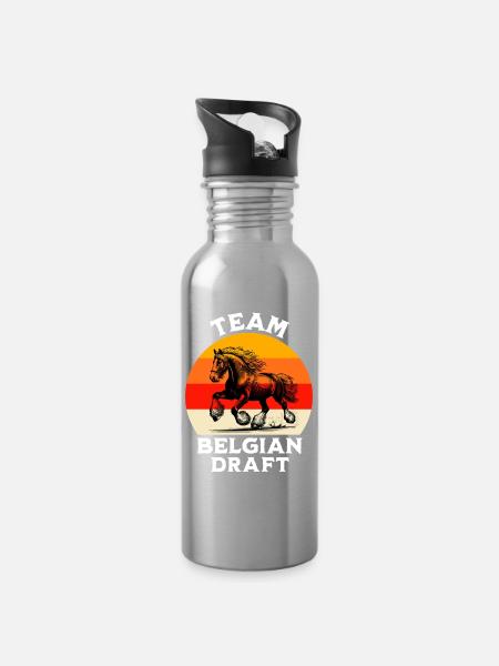 Team Belgisches Zugpferd - Trinkflasche mit integriertem Trinkhalm - Lightsilver
