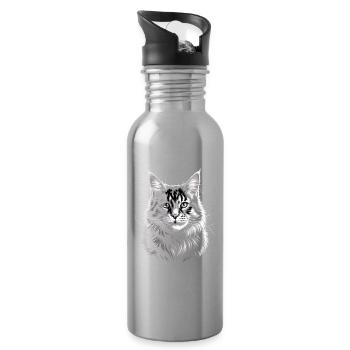 Maine Coon - Trinkflasche mit integriertem Trinkhalm - Lightsilver - Rechts