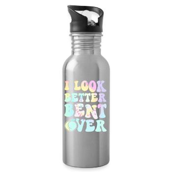 Ich sehe besser aus, wenn ich über das Abschlag gebeugt bin. - Trinkflasche mit integriertem Trinkhalm - Lightsilver - Rechts