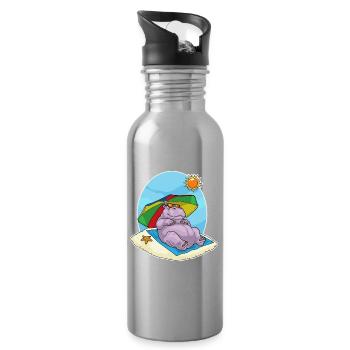 Hippopotamus Beach Parasol Summer - Gourde avec paille intégrée - argent clair - Droite