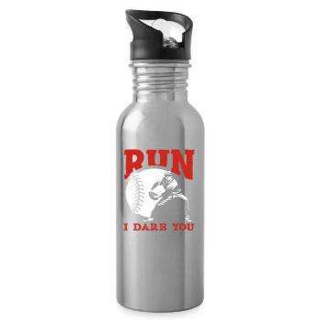 Récit du receveur de baseball de course - Gourde avec paille intégrée - argent clair - Droite