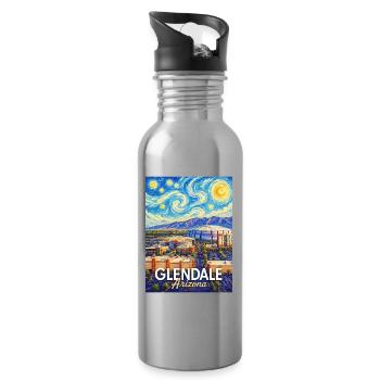 Glendale Arizona Starry Night - Water bottle with straw - silver - Right