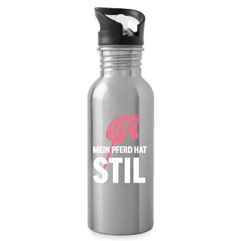 Hobby Horse | Mein Pferd hat Stil | Sport - Trinkflasche mit integriertem Trinkhalm - Lightsilver - Rechts