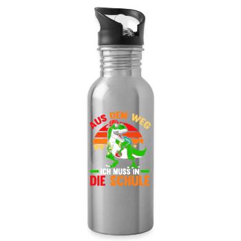 Kita Erste Klasse Dinosaurier Schüler Kindergarten - Trinkflasche mit integriertem Trinkhalm - Lightsilver - Rechts