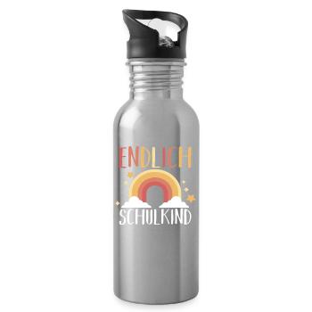 Kita Erste Klasse Regenbogen Schüler Kindergarten - Trinkflasche mit integriertem Trinkhalm - Lightsilver - Rechts