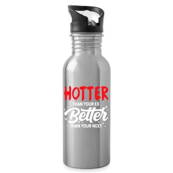 Heißer als dein Ex, besser als dein nächster - Trinkflasche mit integriertem Trinkhalm - Lightsilver - Rechts