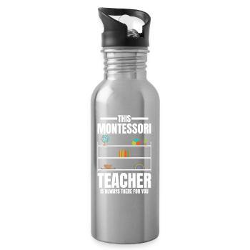  School Worker Appreciation Week Montessori Method - Water bottle with straw - silver - Right
