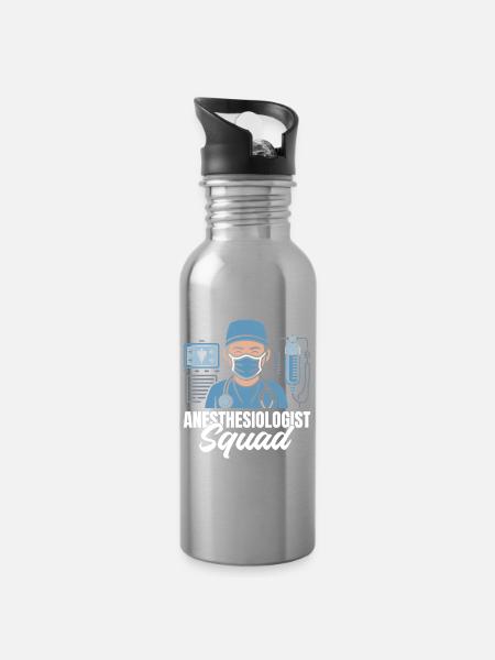 Anesthesiologist Squad Anesthesia - Trinkflasche mit integriertem Trinkhalm - Lightsilver