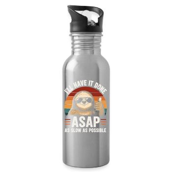 Langsam wie möglich Sloth Retro - Trinkflasche mit integriertem Trinkhalm - Lightsilver - Rechts