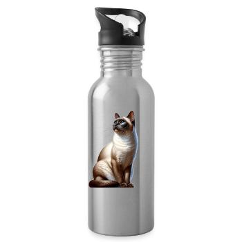 Siamkatze - Trinkflasche mit integriertem Trinkhalm - Lightsilver - Rechts