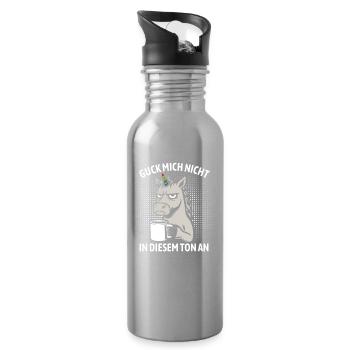 Guck mich nicht in diesem Ton an - Einhorn - Trinkflasche mit integriertem Trinkhalm - Lightsilver - Rechts